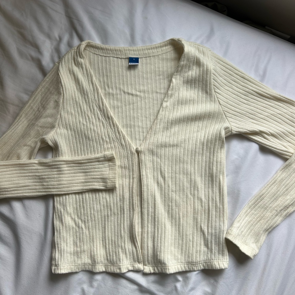 Old Navy Cream Ribbed Long-Sleeve Thermal Henley